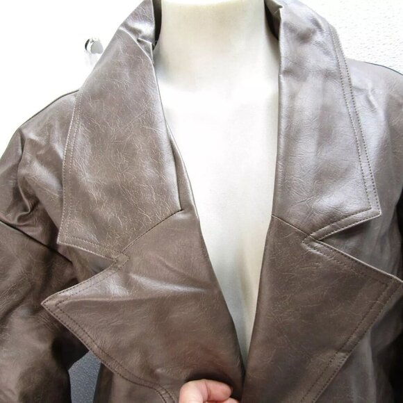 NEW SNDYS Womens Royce Oversized Faux Leather Jacket Size XL Mocha Brown - Picture 3 of 14